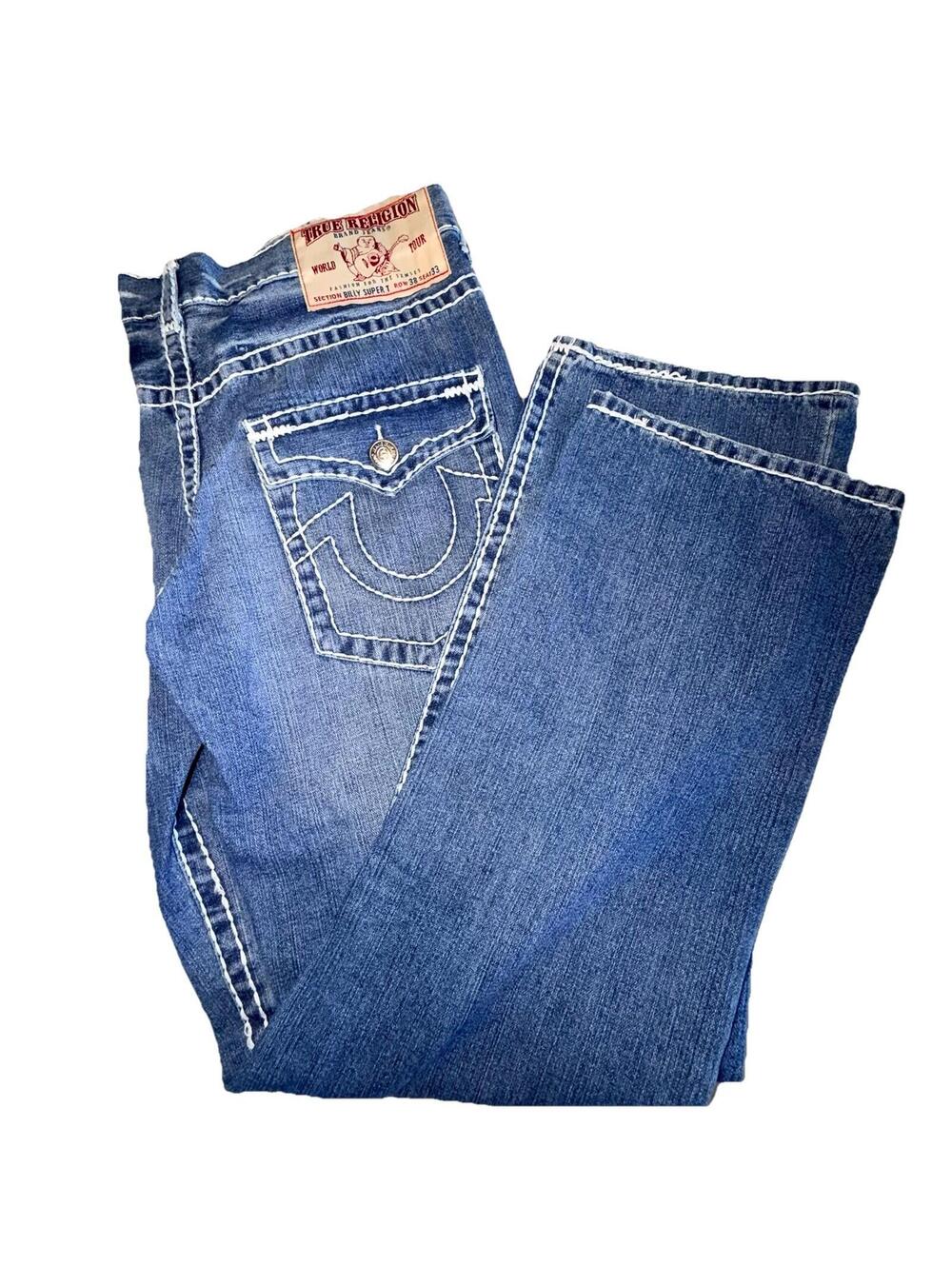 True Religion Billy Super T Jeans Men's 38 X 33 Y2K BOOTCUT Wide Vintage PERFECT